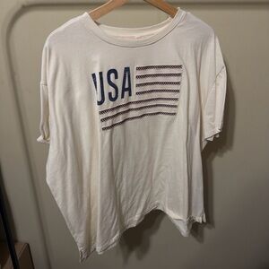 Maurices Cream and Blue Graphic Tee